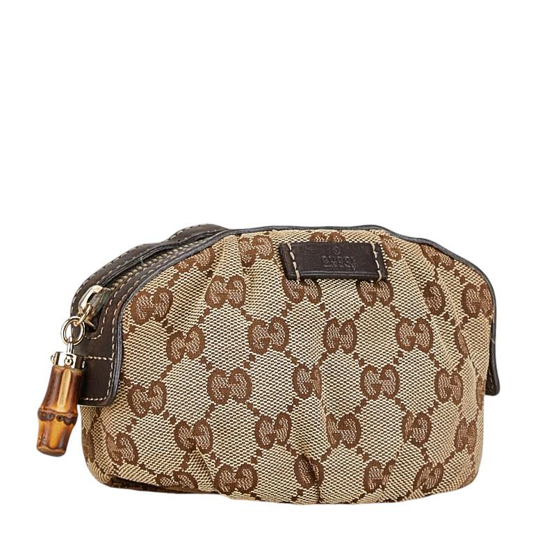 グッチ GGキャンバス バンブー ポーチ 246174 ベージュ ブラウン GUCCI（グッチ） GGキャンバス バンブー ポーチ 246174 ベージュ