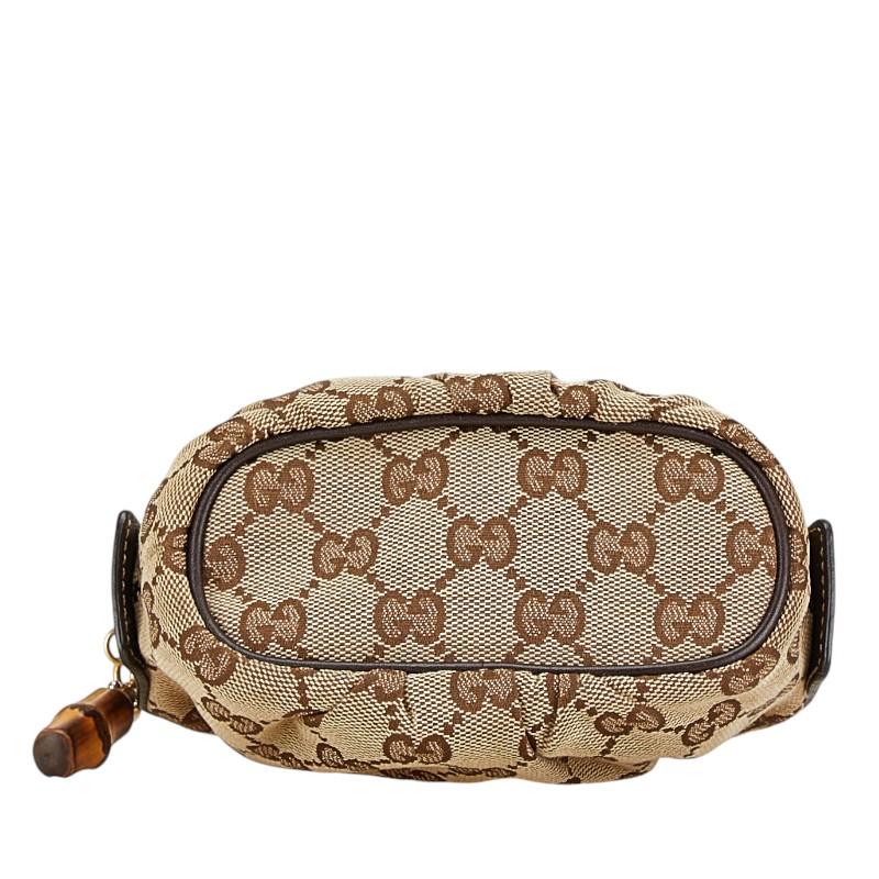 GUCCI グッチ GGキャンバス バンブー ポーチ 246174 ベージュ ブラウン  