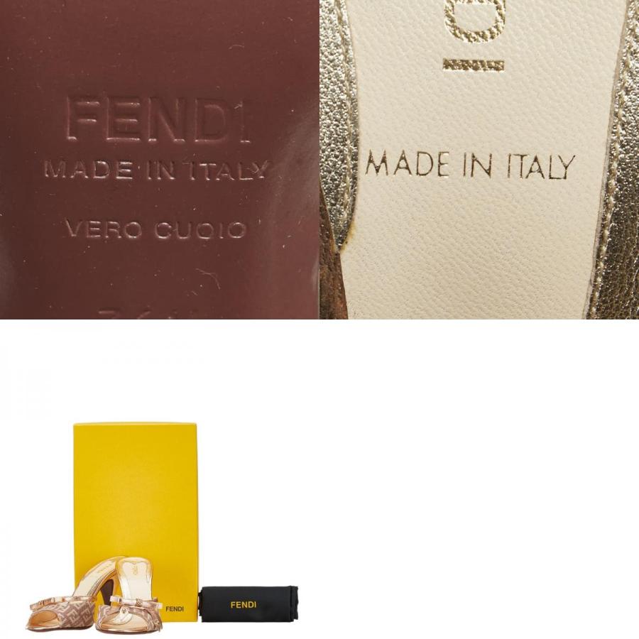 FENDI フェンディ ズッカ ロゴ リボン ミュール サンダル 36 1/2  