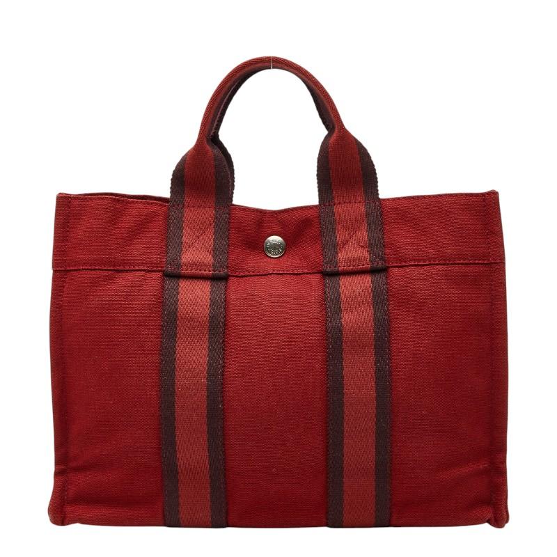 HERMES エルメス フールトゥPM レッド キャンバス ハンドバッグ HERMES（エルメス） フールトゥ トートPM ハンドバッグ レッド