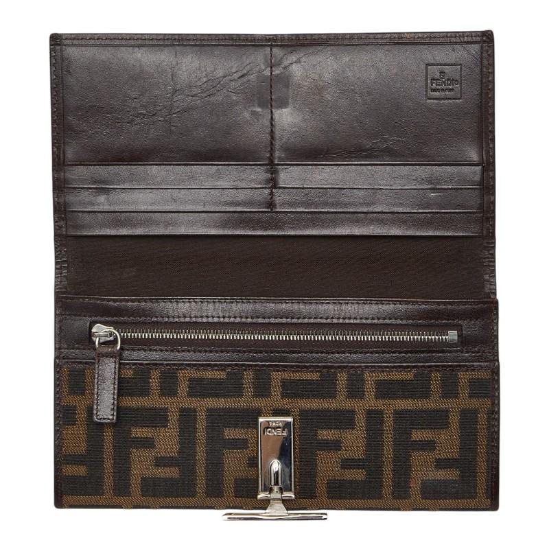 FENDI（フェンディ） ズッカ 長財布 15828 ブラウン キャンバス レザー