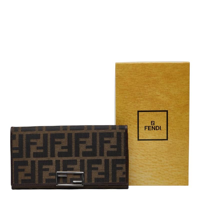 FENDI（フェンディ） ズッカ 長財布 15828 ブラウン キャンバス レザー