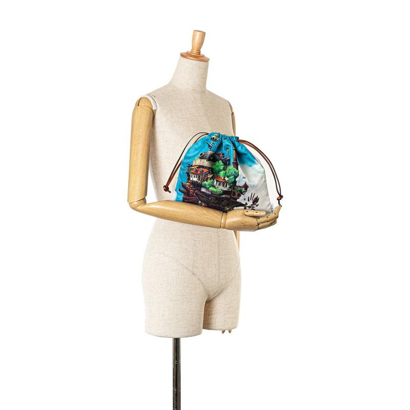 LOEWE（ロエベ） ジブリコラボ ハウルの動く城 巾着ポーチ ブルー