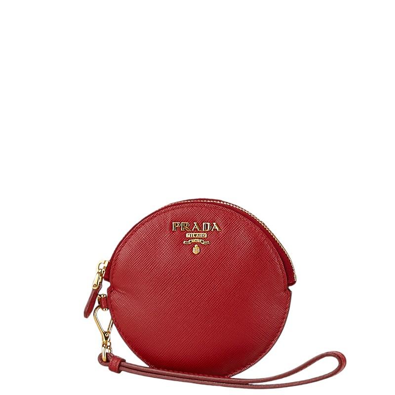 極美品✨プラダ ケース 小銭入れ サフィアーノ レザー 財布 現行 PRADA プラダ コインケース 小銭入れ 1M1443 レッド サフィアーノ