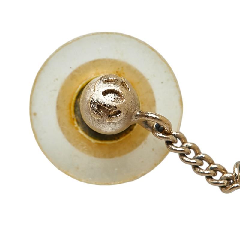 CHANEL シャネル ココマーク ラインストーン チェーン スイング ピアス  