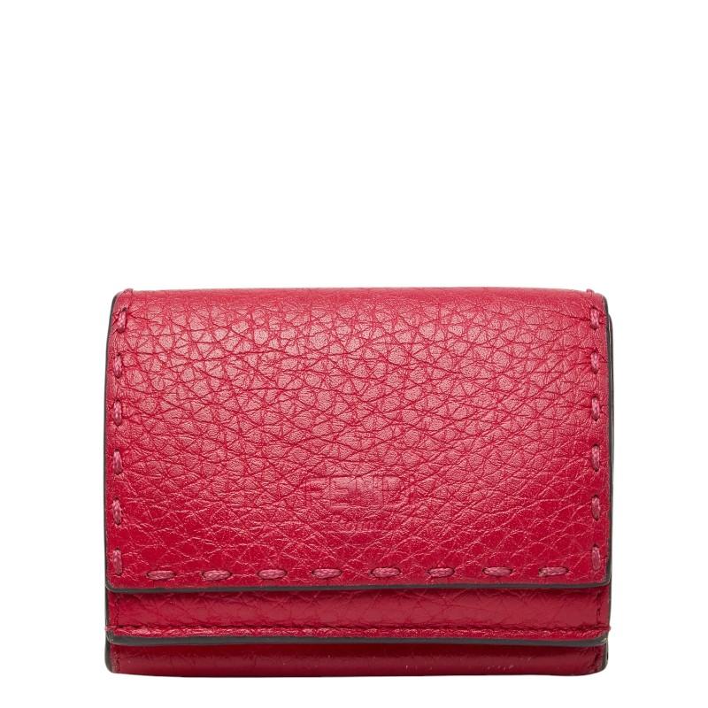 FENDI 三つ折り財布 レッド/ブラウン FENDI（フェンディ） セレリア 三つ折り財布 コンパクトウォレット