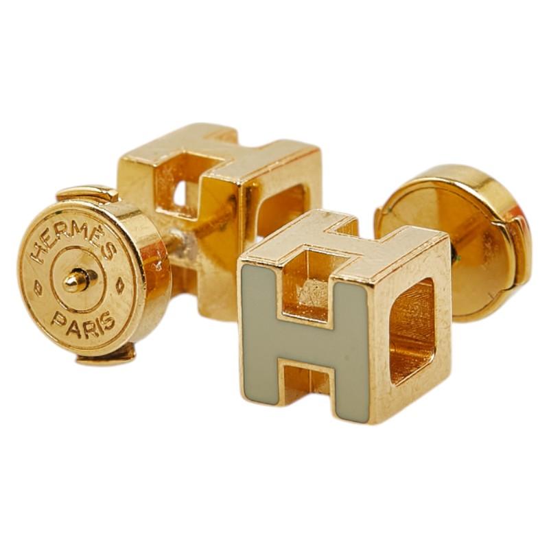 HERMES エルメス カージュ ド アッシュ Hキューブ ピアス ゴールド 