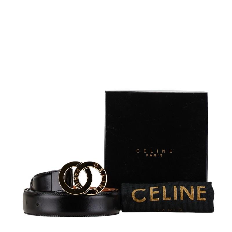 CELINE セリーヌ サークルロゴ ベルト レディース レザー 本革 CELINE セリーヌ サークルロゴ ベルト ブラック レザー