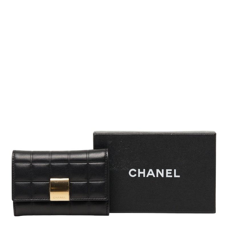 CHANEL ブラックレザー キーケース CHANEL（シャネル） チョコバー キーケース ブラック レザー