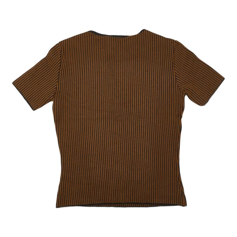 FENDI（フェンディ） 半袖 リブニット Tシャツ ブラック ブラウン 