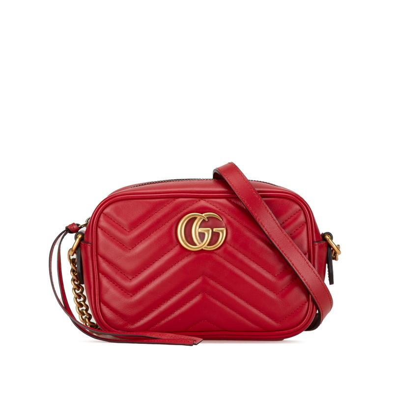 GUCCI グッチ GGマーモント キルティング 斜め掛け ミニチェーン 