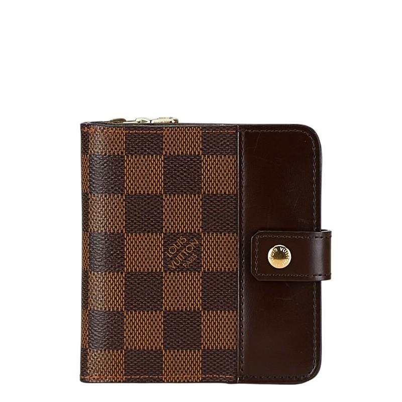 ルイヴィトン N61668 二つ折り財布 ブラウン  LOUIS VUITTON コンパクト・ジップ ダミエ LOUIS VUITTON ルイヴィトン ダミエ コンパクトジップ N61668 二つ折り