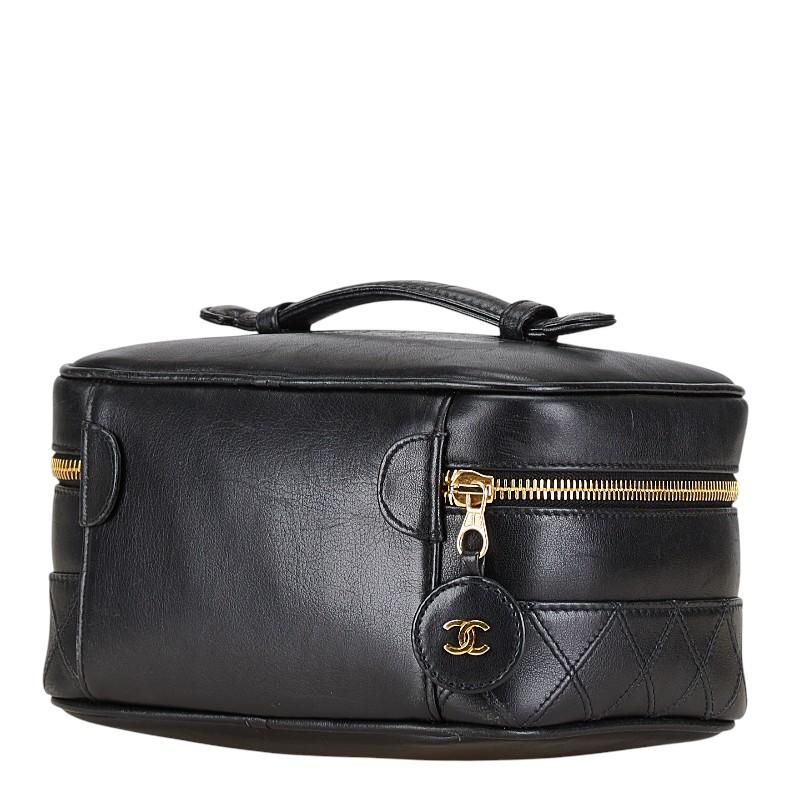 CHANEL シャネル バニティ バッグ ビコローレ ココマーク レザー CHANEL（シャネル） ビコローレ ココマーク バニティバッグ ブラック
