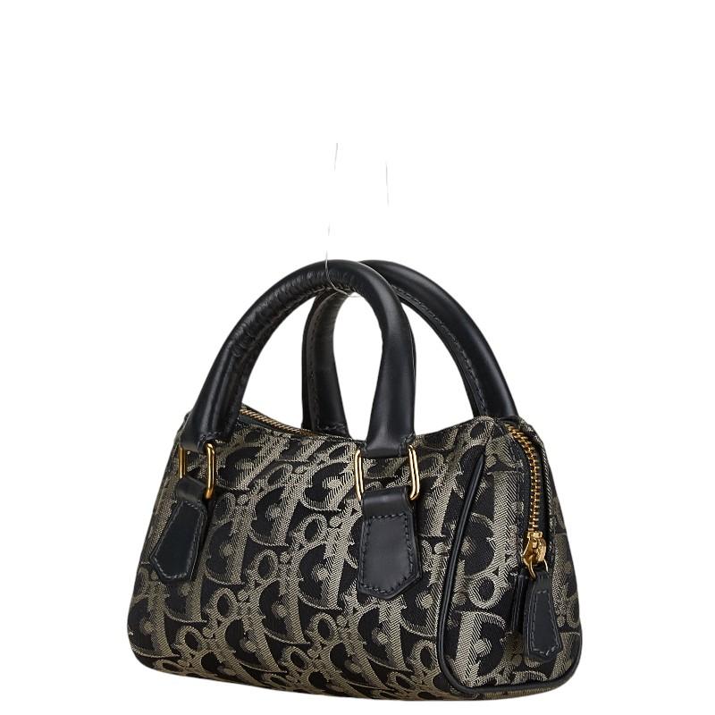 【美品】ディオール　ハンドバッグ　トロッター金具　CD金具　肩掛け　レザー　黒色 極 美品 Christian Dior クリスチャン ディオール トロッター 柄