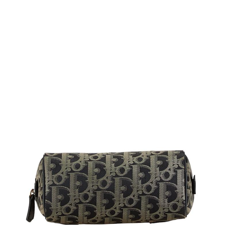 ディオール ミニ トロッター ハンドバッグ ネイビー キャンバス レザー