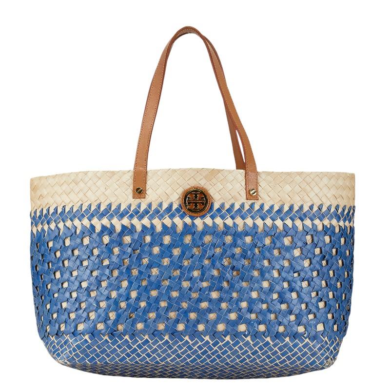 TORY BURCH（トリーバーチ） トートバッグ カゴバッグ ブルー ベージュ 