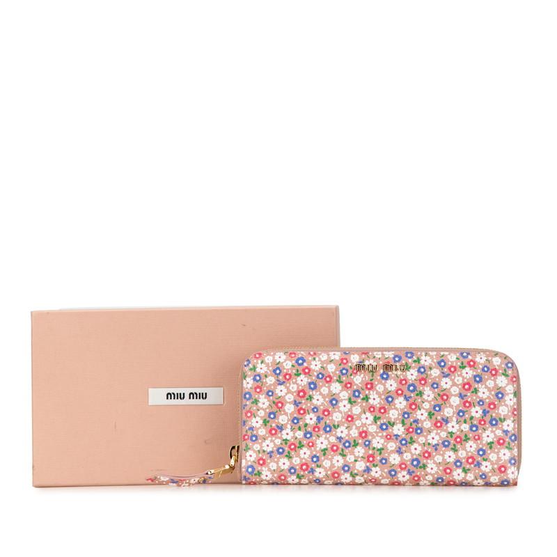 miu miu（ミュウミュウ） 花 フラワー モチーフ ラウンドファスナー 長