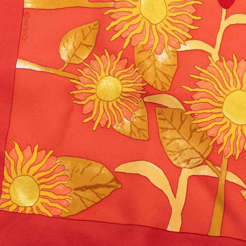 HERMES（エルメス） カレ40 TOURNE SOLS ひまわり スカーフ オレンジ