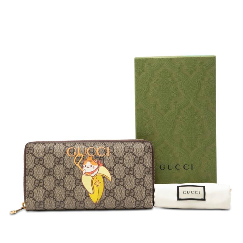 GUCCI（グッチ） GGスプリーム ばなにゃ プリント ジッピーウォレット