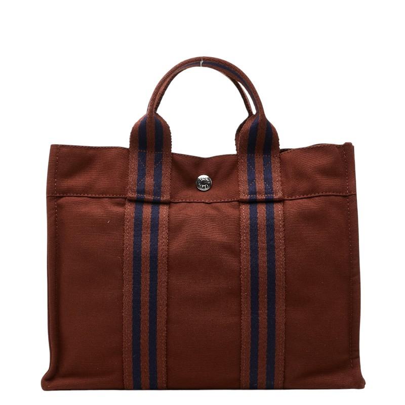 HERMES（エルメス） フールトゥPM トートバッグ ブラウン キャンバス