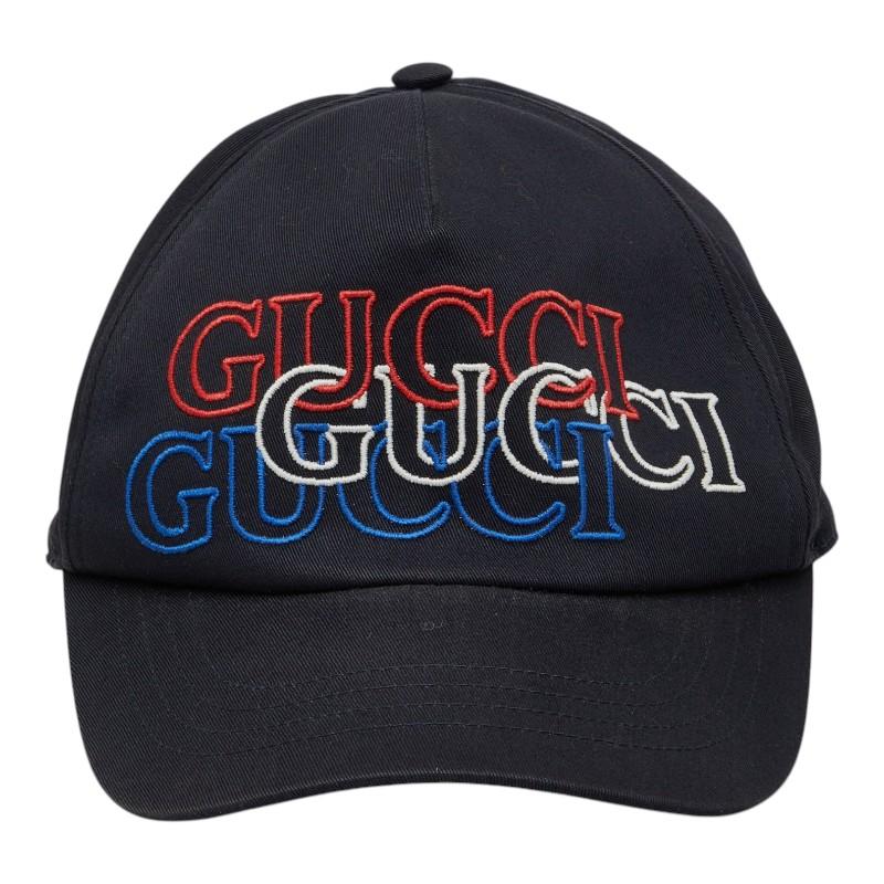 美品 グッチ ロゴ ベースボールキャップ サイズM 788548 コットン メンズ GUCCI 【228-82464】 GUCCI（グッチ） ロゴ ベースボールキャップ サイズM 788548 ブラック