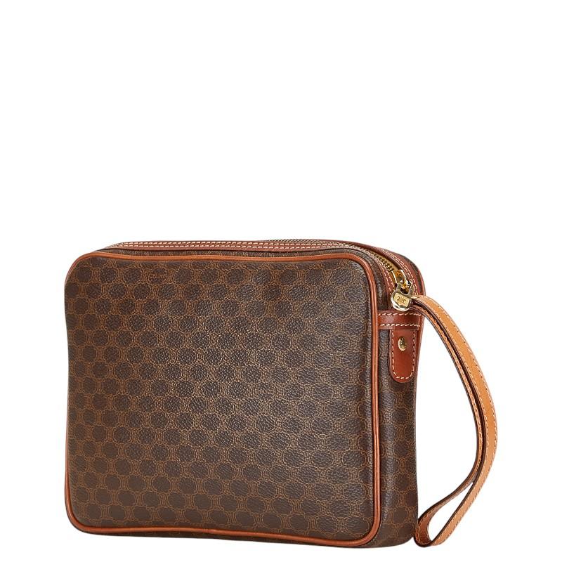 【良品】CELINEセリーヌ マカダム柄 セカンドバッグ PVC レザーブラウン CELINE（セリーヌ） マカダム セカンドバッグ クラッチバッグ ブラウン