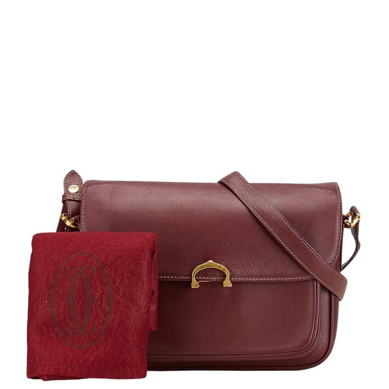 Cartier カルティエ マストライン 斜め掛け ショルダーバッグ ワイン  