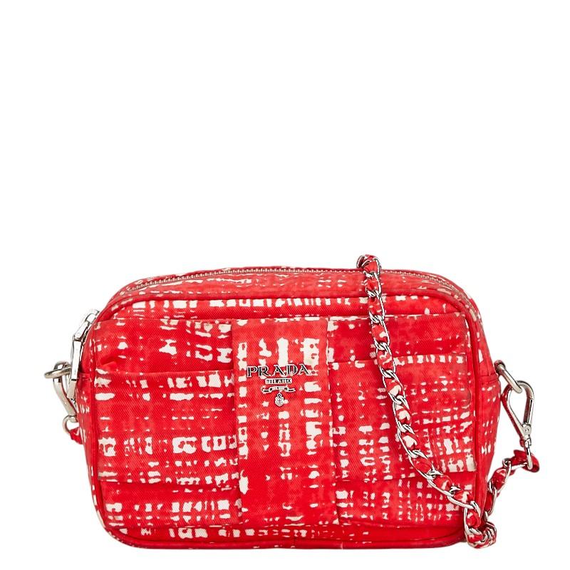 PRADA プラダ リボン 斜め掛け ショルダーバッグ ポーチ レッド  