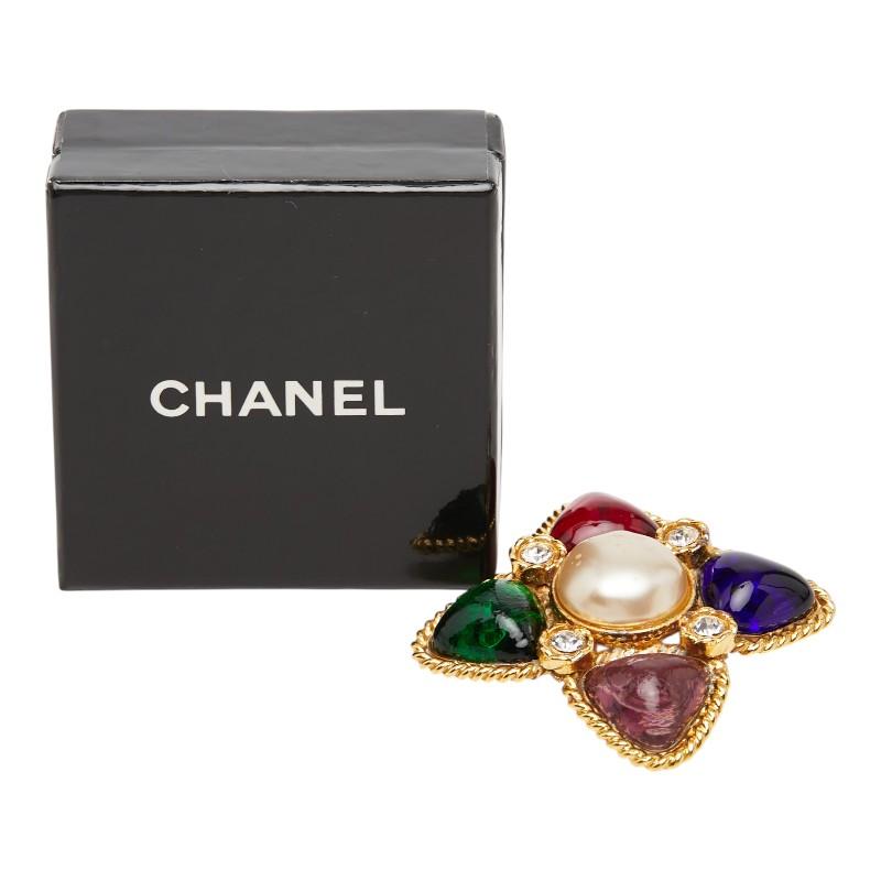 シャネル　ヴィンテージ　ブローチ　ラインストーン　ビンテージ　ゴールド CHANEL（シャネル） ヴィンテージ ブローチ ゴールド マルチカラー