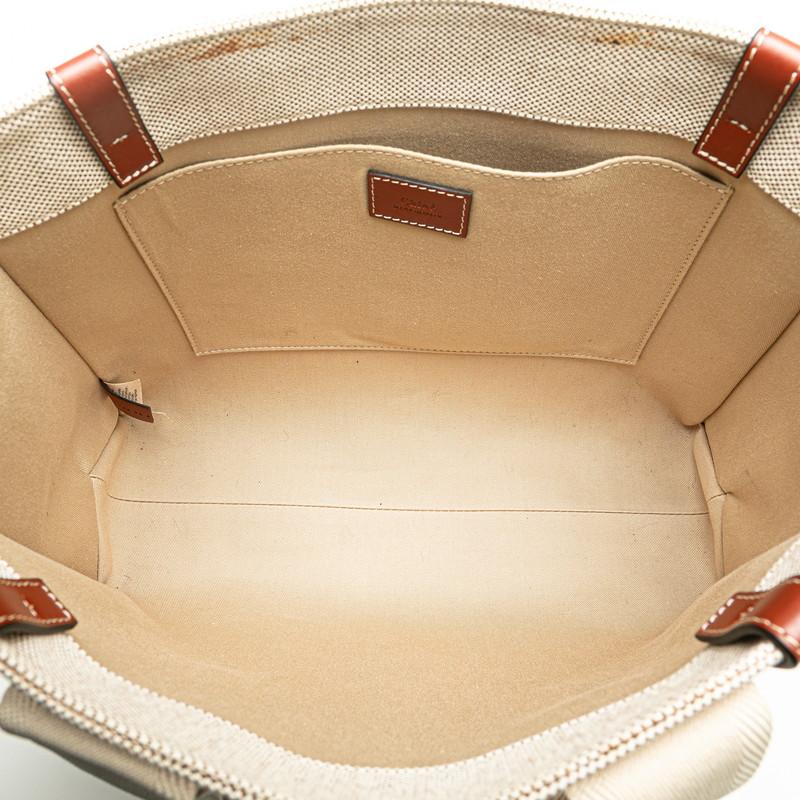 Chloé ベージュ ブラウン ハンドバッグ キャンパス レザー