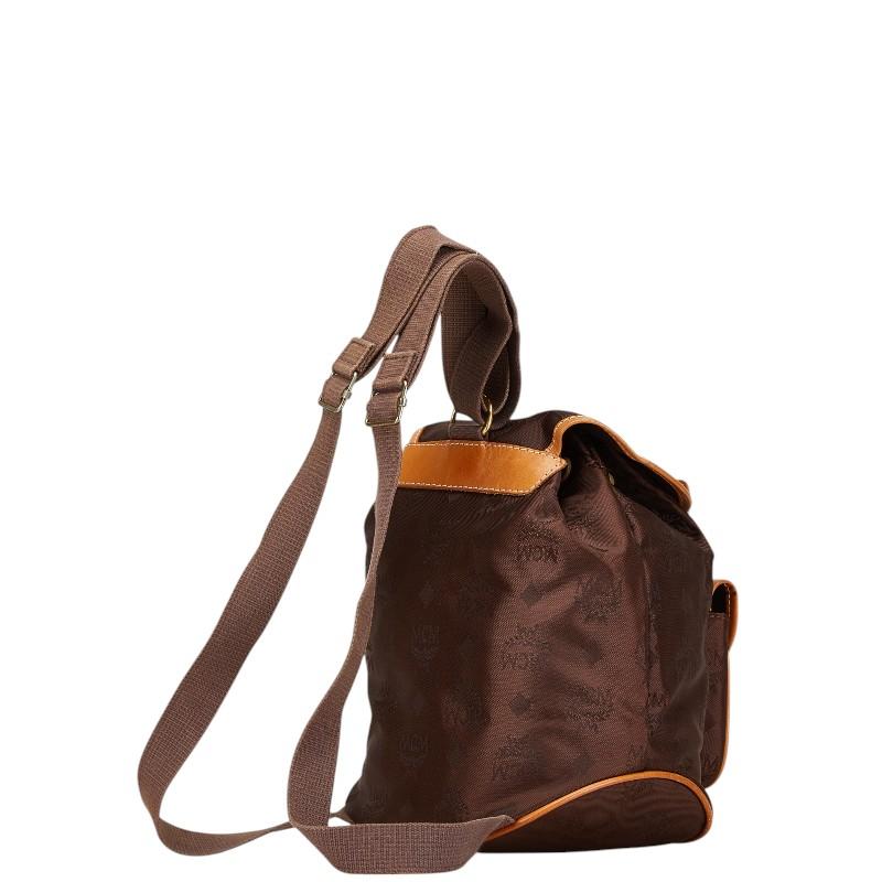 エム シー エム ヴィセトス ロゴグラム リュック バックパック ブラウン ナイロン レザー レディース MCM 【中古】_1