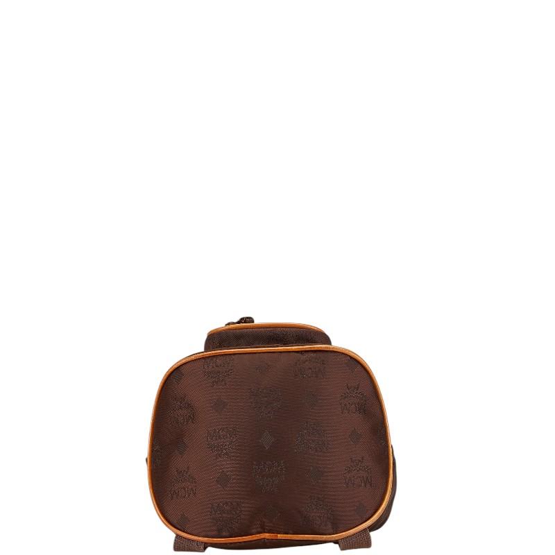 エム シー エム ヴィセトス ロゴグラム リュック バックパック ブラウン ナイロン レザー レディース MCM 【中古】_2