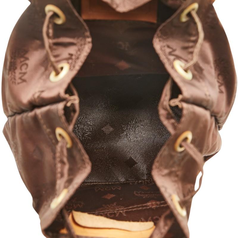 エム シー エム ヴィセトス ロゴグラム リュック バックパック ブラウン ナイロン レザー レディース MCM 【中古】_3