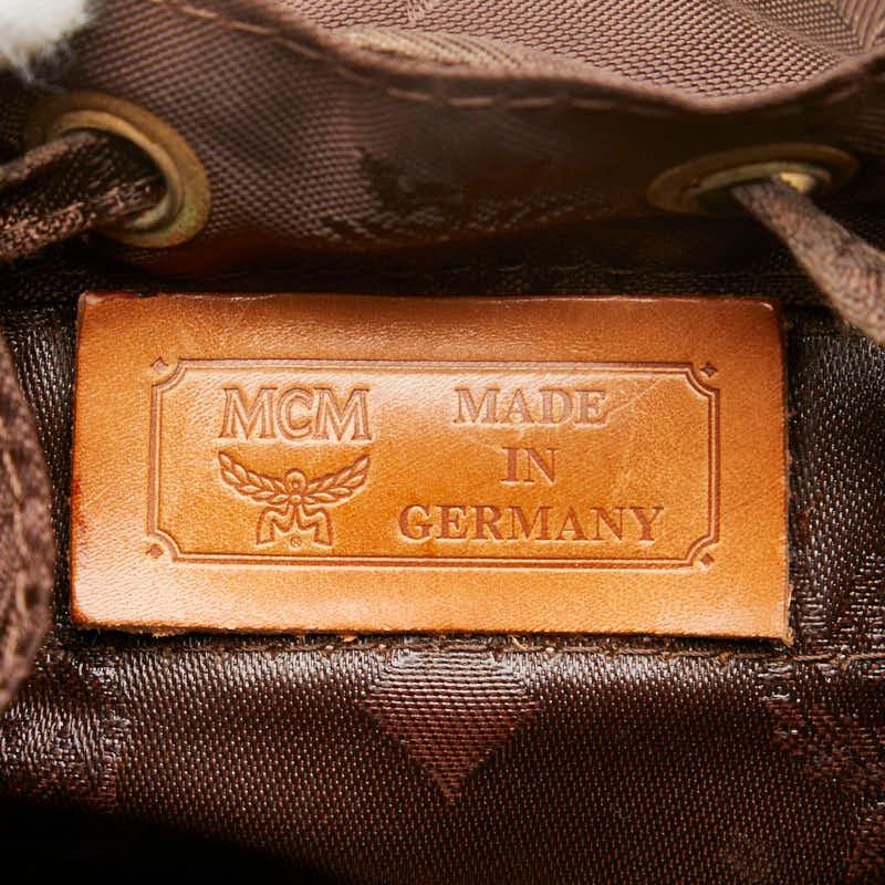 エム シー エム ヴィセトス ロゴグラム リュック バックパック ブラウン ナイロン レザー レディース MCM 【中古】_5