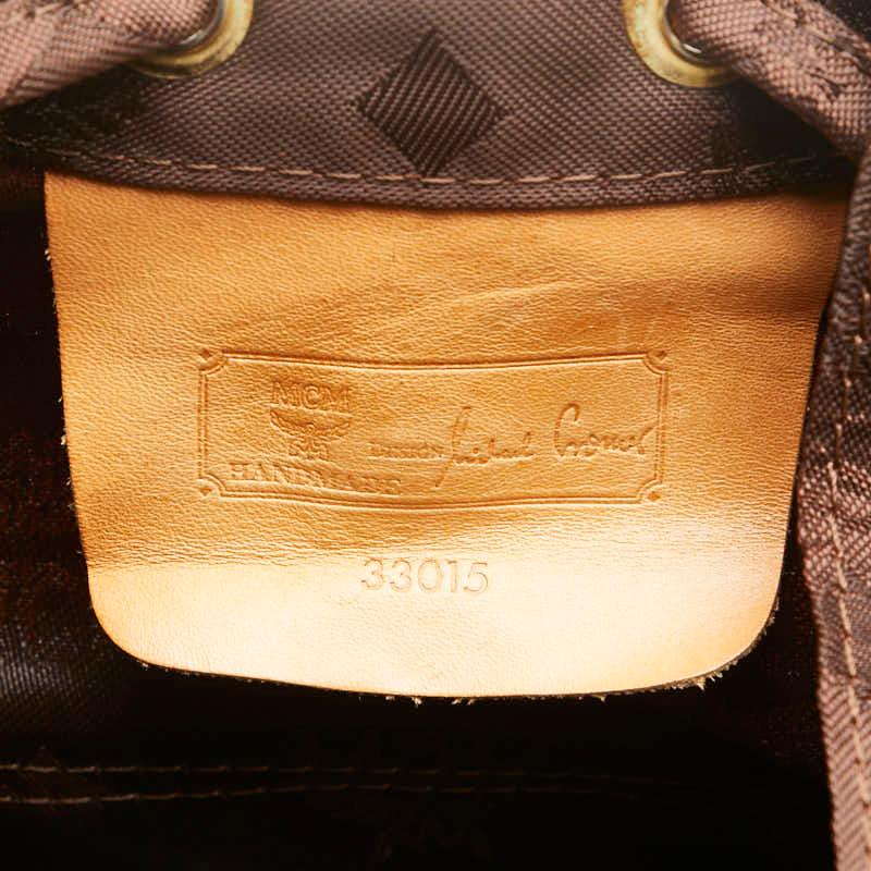 エム シー エム ヴィセトス ロゴグラム リュック バックパック ブラウン ナイロン レザー レディース MCM 【中古】_6