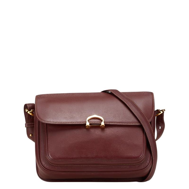 Cartierカルティエ マストライン レザーショルダーバッグ 斜め掛け