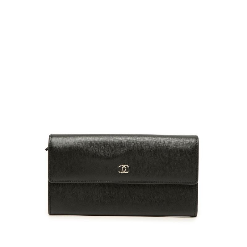 CHANEL（シャネル） ココマーク 長財布 ブラック シルバー キャビア