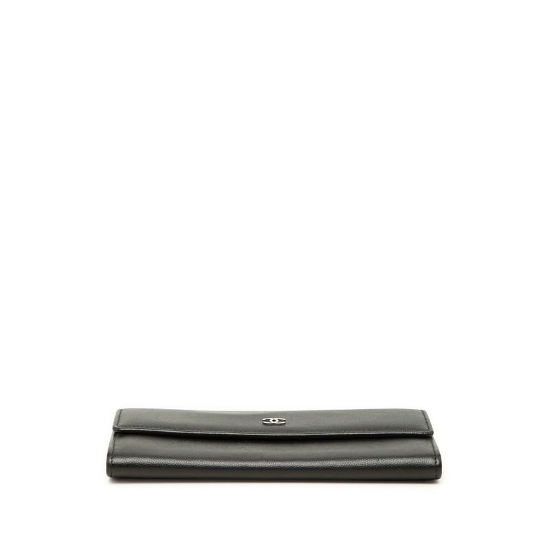 CHANEL（シャネル） ココマーク 長財布 ブラック シルバー キャビア