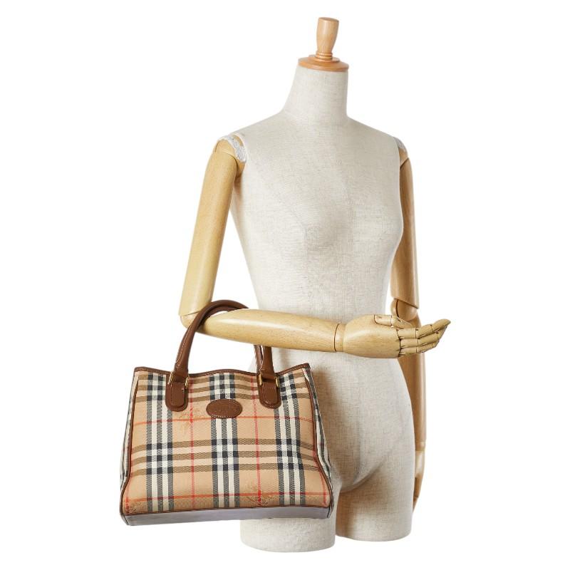BURBERRY レザー PVC ノバチェック シャドーホース トートバッグ