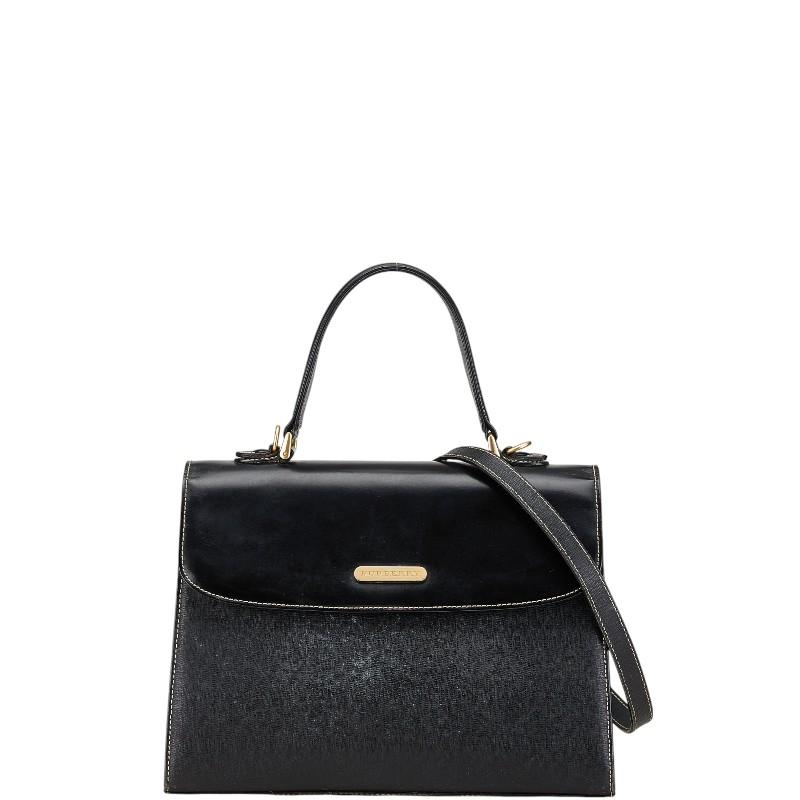 バーバリー ノバチェック ハンドバッグ ショルダーバッグ 2WAY ブラック レザー レディース BURBERRY 【中古】 BURBERRY（バーバリー） ノバチェック ハンドバッグ ショルダーバッグ