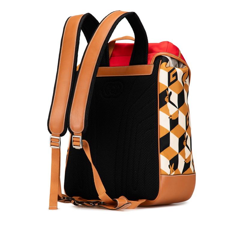 グッチ インターロッキングG リュック バックパック 696013 ブラウン ベージュ レッド ナイロン レザー レディース GUCCI 【中古】_1