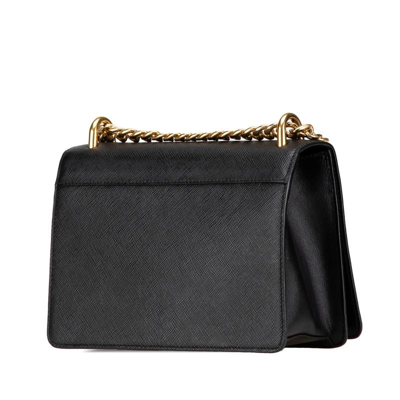 PRADA プラダ サフィアーノ レザー チェーン ショルダーバッグ レザー ブラック  レディース【中古】 プラダ チェーンショルダーバッグ サフィアーノ レザー PRADA バッグ