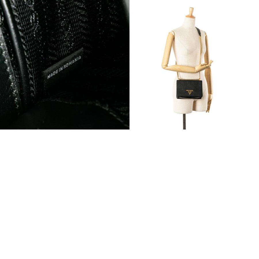 プラダ チェーン 斜め掛け ショルダーバッグ ブラック サフィアーノレザー レディース PRADA 【中古】 PRADA（プラダ） チェーン 斜め掛け ショルダーバッグ ブラック