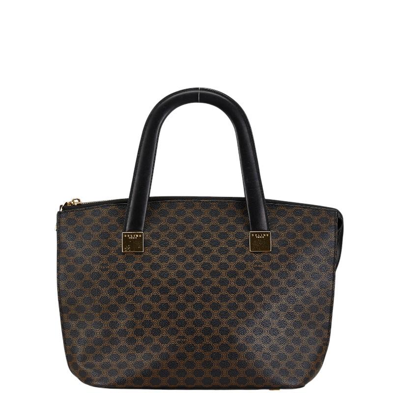 セリーヌ マカダム トートバッグ ハンドバッグ ブラック PVC レザー  