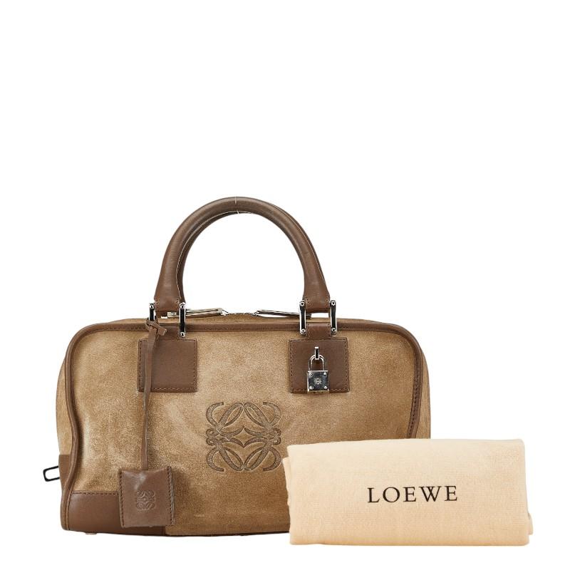 LOEWE（ロエベ） アマソナ28 ハンドバッグ ベージュ スウェード レザー