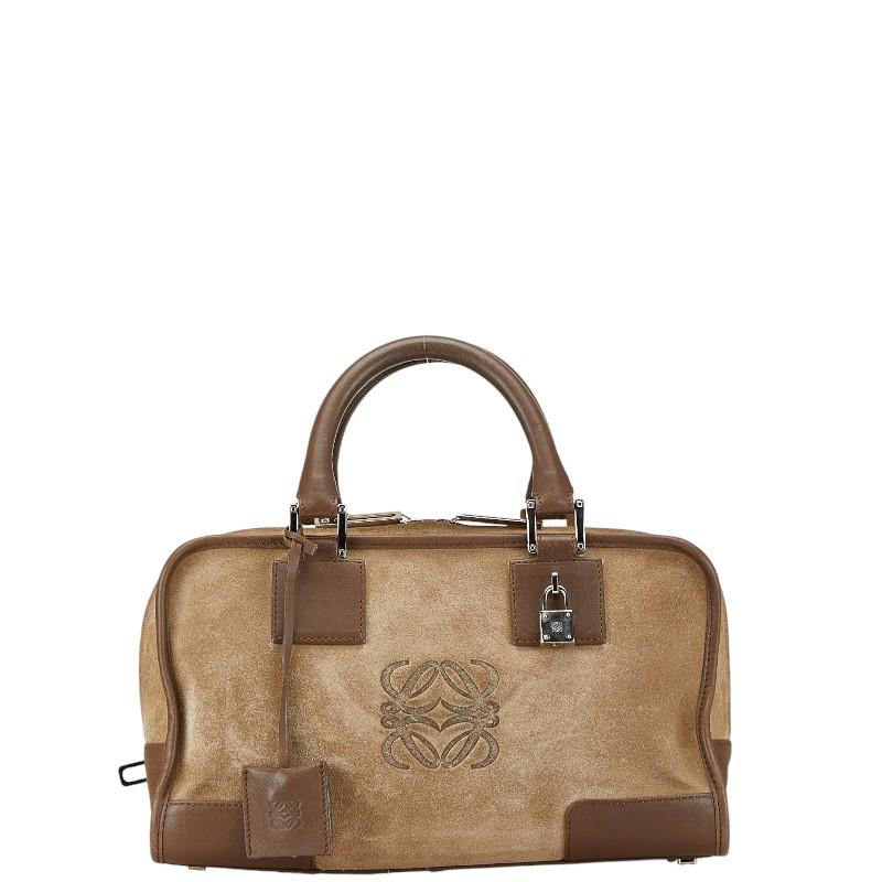 LOEWE（ロエベ） アマソナ28 ハンドバッグ ベージュ スウェード レザー