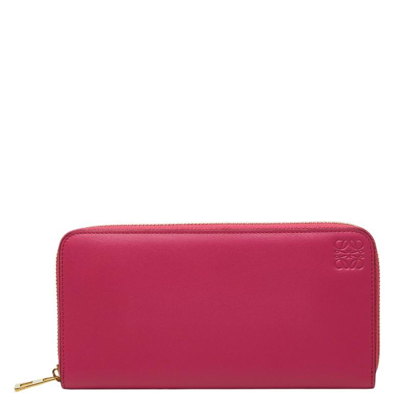 ✨美品✨ ロエベ LOEWE ラウンドジップ 長財布 アナグラム ピンク レザー LOEWE（ロエベ） アナグラム ラウンドファスナー 長財布 ピンク レザー