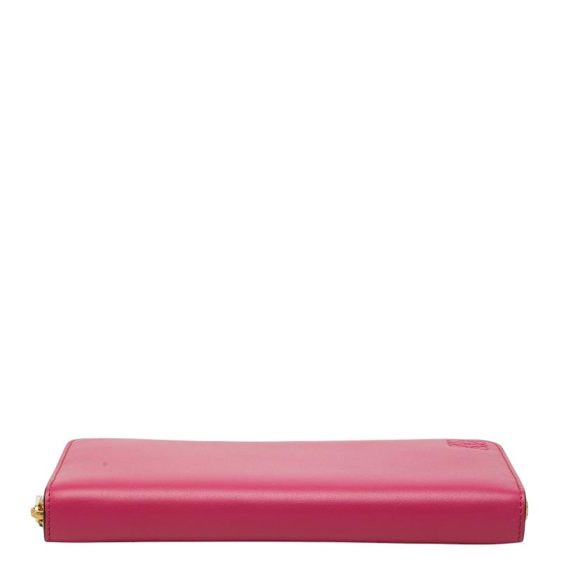 LOEWE（ロエベ） アナグラム ラウンドファスナー 長財布 ピンク レザー