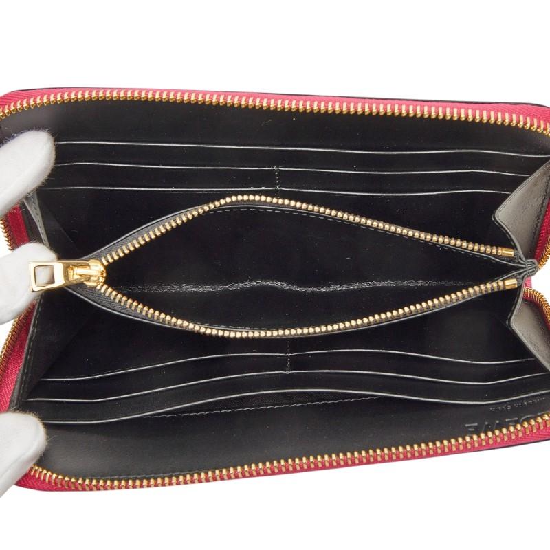 LOEWE（ロエベ） アナグラム ラウンドファスナー 長財布 ピンク レザー