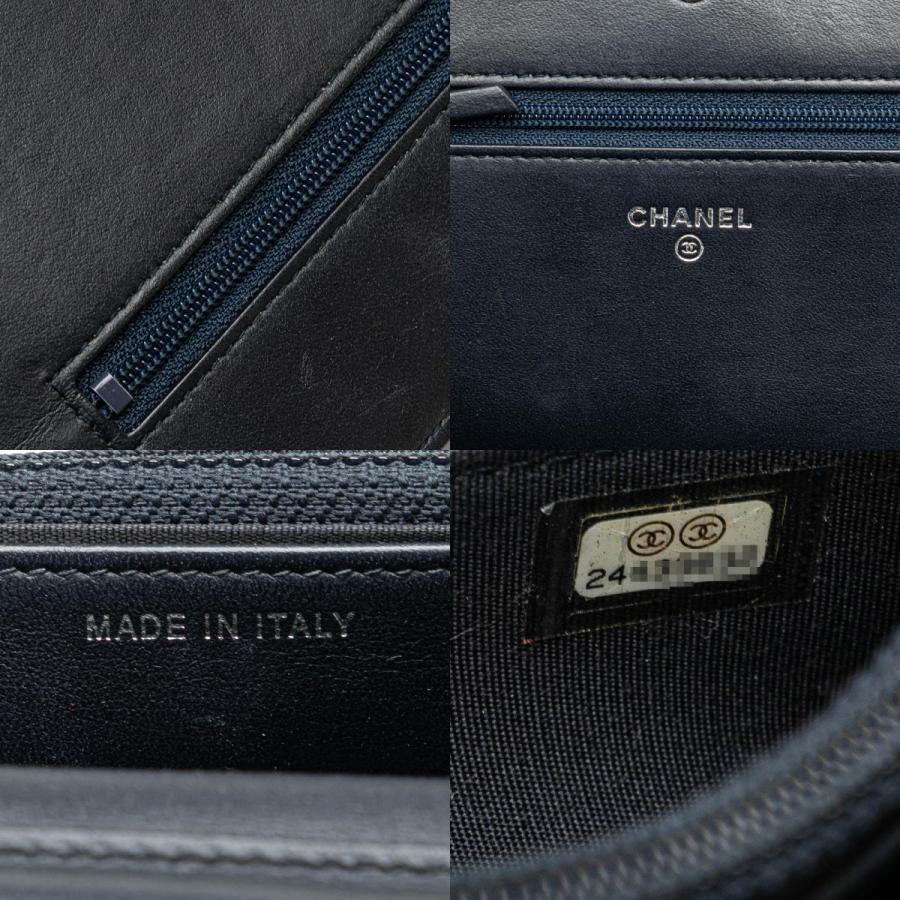 CHANEL（シャネル） ドーヴィル チェーンウォレット A80795 ネイビー